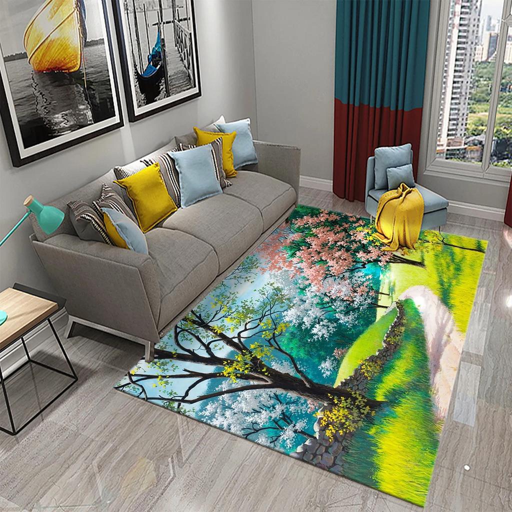 3D Ковер на тему сада Красочный ковер с цветами и растениями для спальни Напольный коврик Придверный коврик Коврик для ванной комнаты Нескользящий коврик Ковер Домашний декор