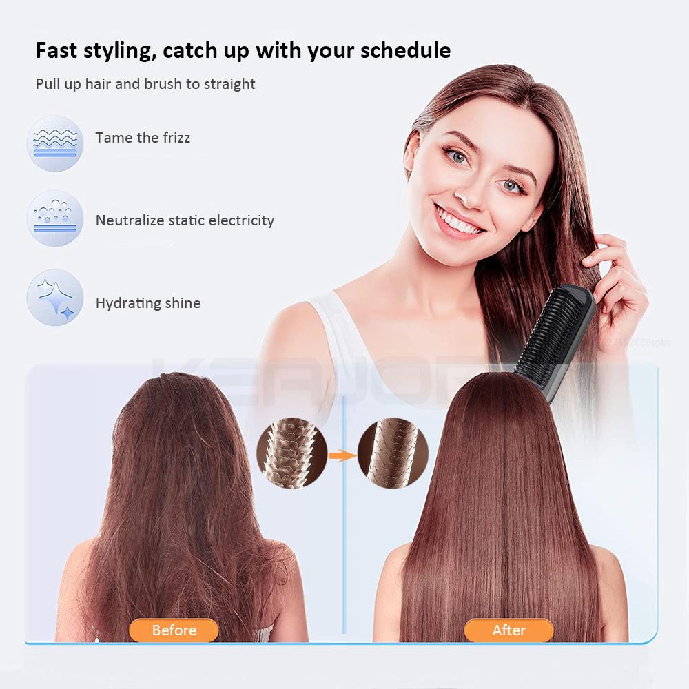 Hair Straightener Comb 3 In 1 Hair Styling Curler Iron Electric Straightening Brush Fast Heating Anti-Scald Styler Curling Tools