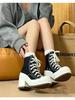 Women Platform Sneakers Luxury Brand  Women Boots Fashion Outdoor Skateboard Shoes Women High Top Canvas Sneaker Plus Size 36-42