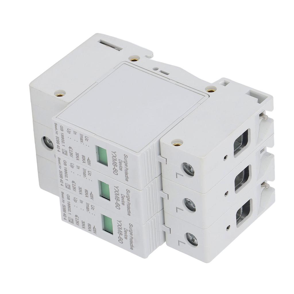 Устройство защиты от импульсных перенапряжений 3P Огнестойкий материал ПК Модуль защиты от перенапряжения Разрядник 60 кА 420 В