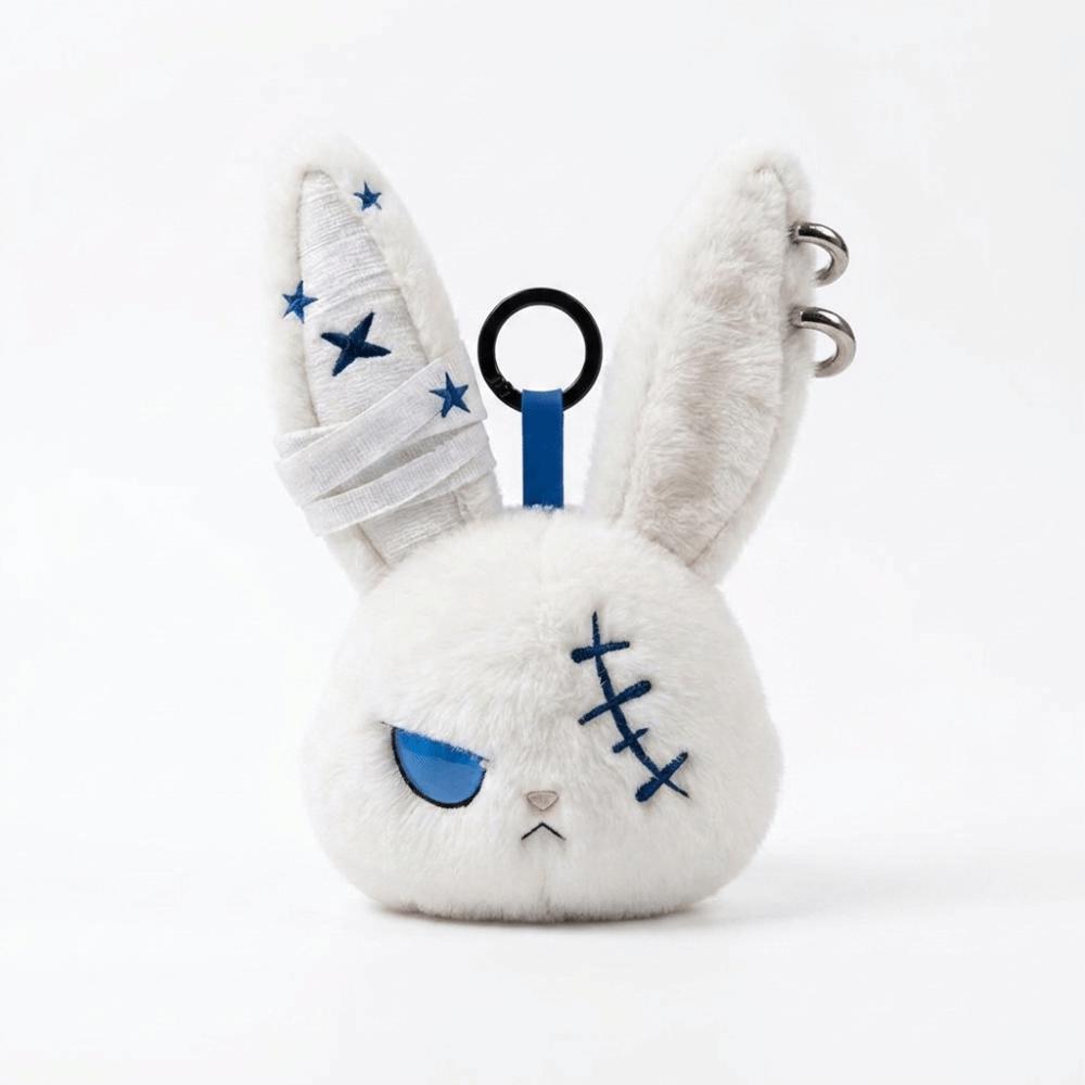 Gothic Wounded Rabbit Keyring Hoop Earrings Cute Furry Bag Pendant  Gift For Women
