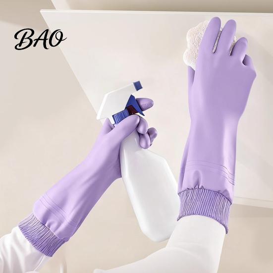Fleece Lined Cleaning Gloves Dishwashing for Housework, Waterproof PVC Rubber Gloves, Anti-slip Protective Laundry Grip Warm Velvet Lining Kitchen And