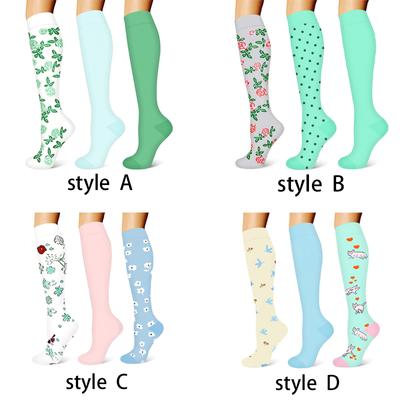 3 пары компрессионных носков для женщин и мужчин, поддерживающие гольфы 15-20 мм рт.ст., симпатичные принтованные компрессионные носки для медсестер, спортивные