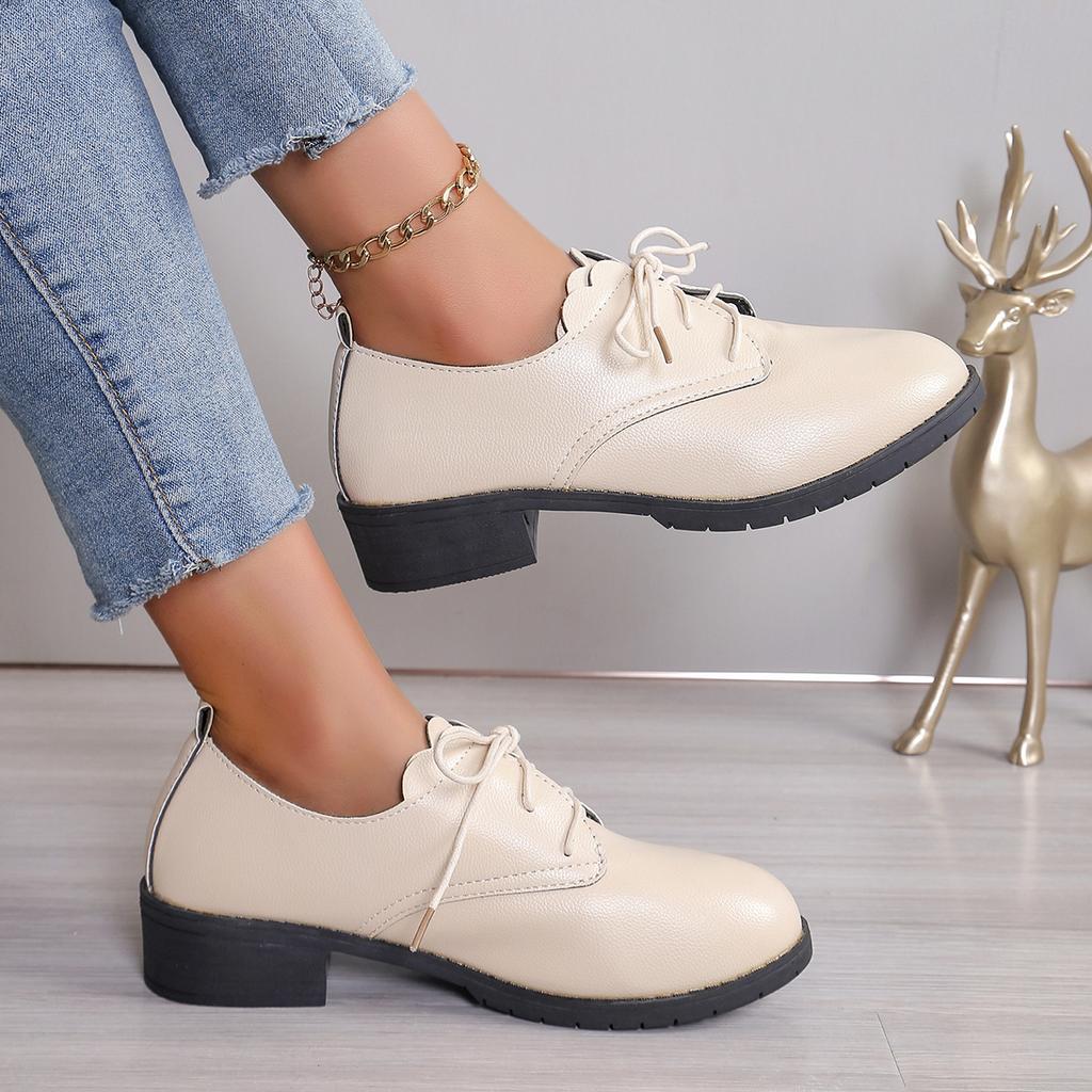 Spring and Autumn New Women's Round Head Ribbon Fashion and Comfortable Heel Shoes Size 36-43