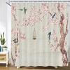 Занавеска для душа в китайском стиле с цветком и птицей, водонепроницаемая занавеска для ванной комнаты, ткань с 3d принтом и крючками, декоративная занавеска для душа
