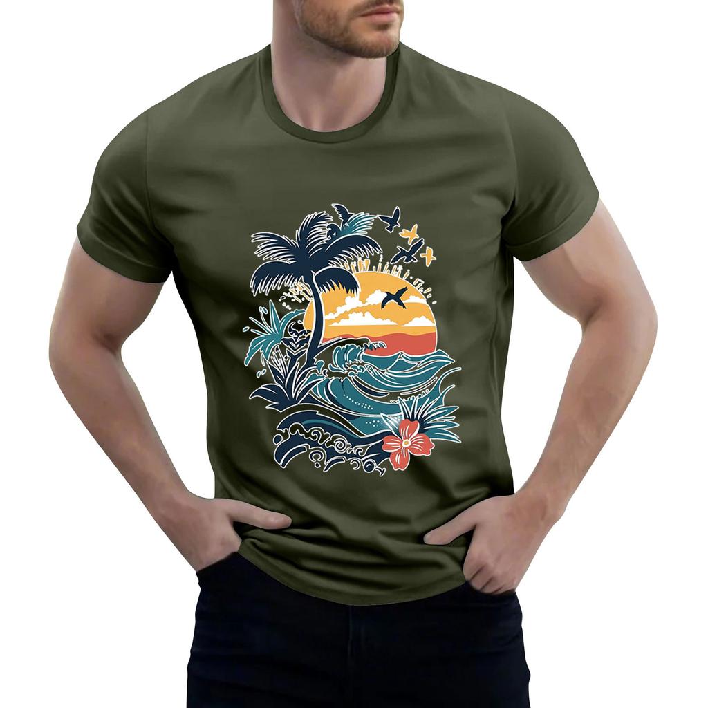 Men's Stand Collar Short Sleeve Shirt Loose Leisure Holiday Shirt Man