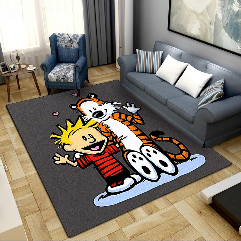 Calvin and Hobbes Carpet Rug for Living Room Bedroom Home Sofa Decoration,Kids play Non-slip Floor Mat