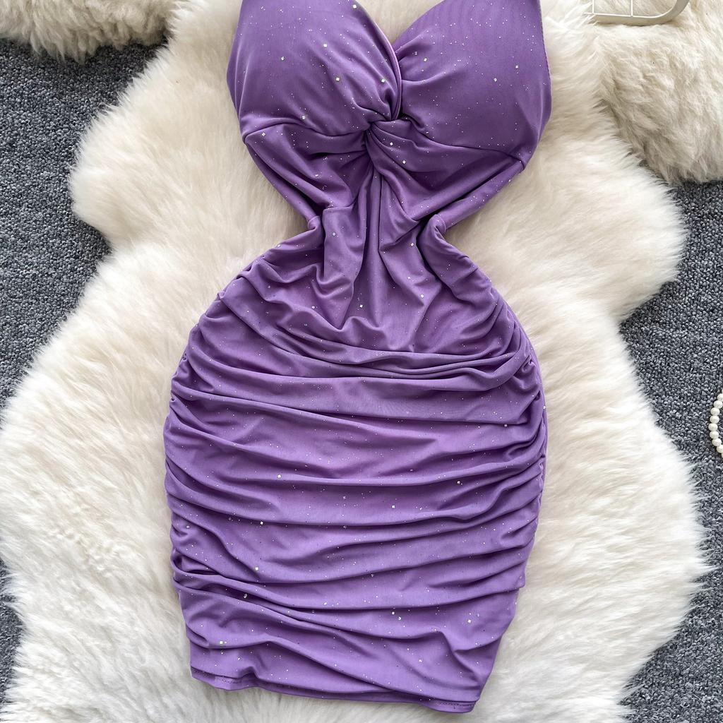 Летние женские сексуальные бретельки через шею с открытой спиной, блестящие, облегающие, мини-короткие, клубные платья для вечеринок