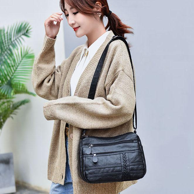 Женская сумка на одно плечо большой вместимости, женская однотонная повседневная сумка из мягкой кожи