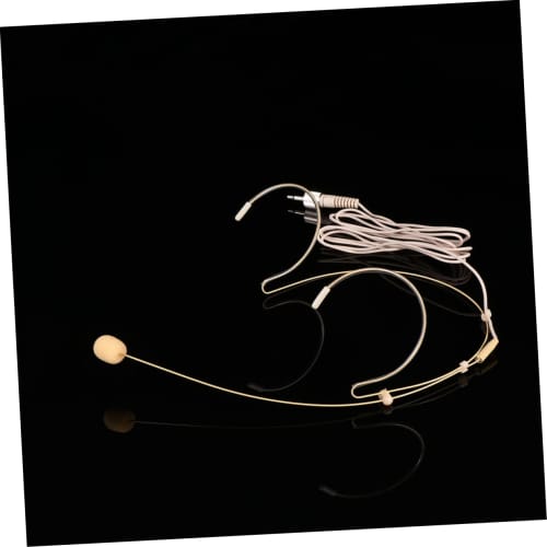 ULTECHNOVO Headset Microphone, Condenser Microphone, Skin Tone, Vocal, Office Headset, Portable, for Corded Phones and Voice Amplifiers, Wired, Beige