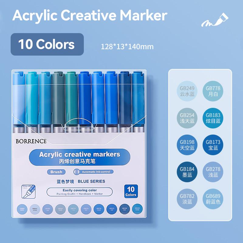 Acrylic Paint Markers 10 Pcs Brush Tip Acrylic Paint Pens Set 12 Professional Color Series for Rock Painting DIY & Art Supplies