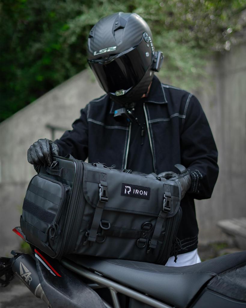 RIDEIRON Motorcycle Seat Expandable Camping Rear Large Waterproof Side Deformation Resistant Bag, 40L-60L, Capacity, & Touring, Bag, Capacity, Cover,