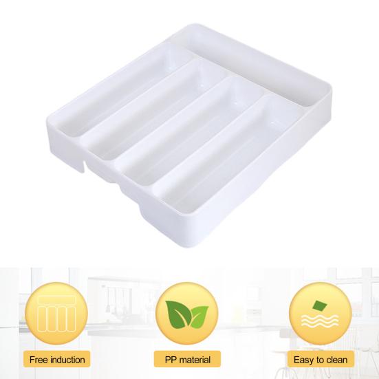 Storage Box 5-Compartment Utensil Organizer Convenient Durable Tableware Storage Tray for Kitchen Drawer
