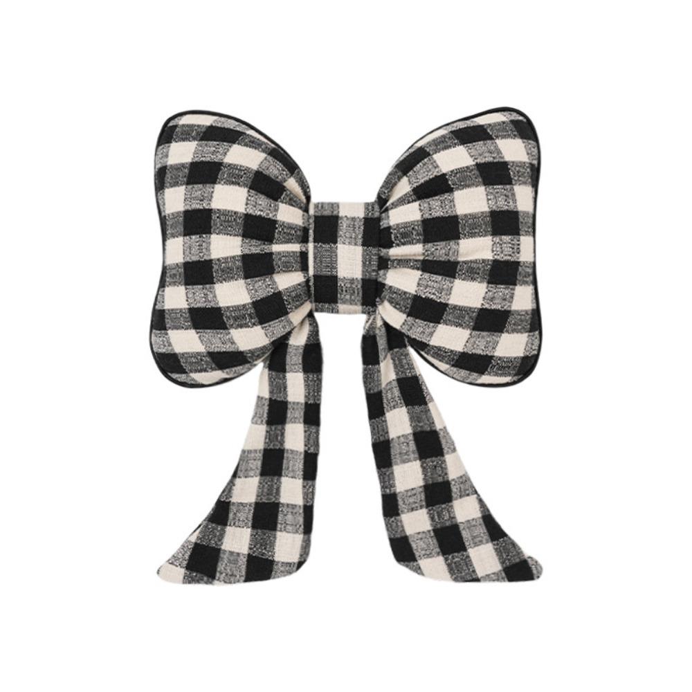 Grid Pattern Bowknot Pillows Plaid Interior Car Seat Cushion Bow Shape Pillow Adults Use