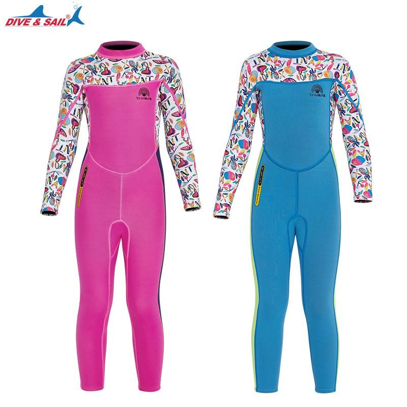 2.5mm Kids Full Wetsuit Girls Long Sleeve Dive Suit With UV Protection Warmth Snorkeling Surfing Swimming