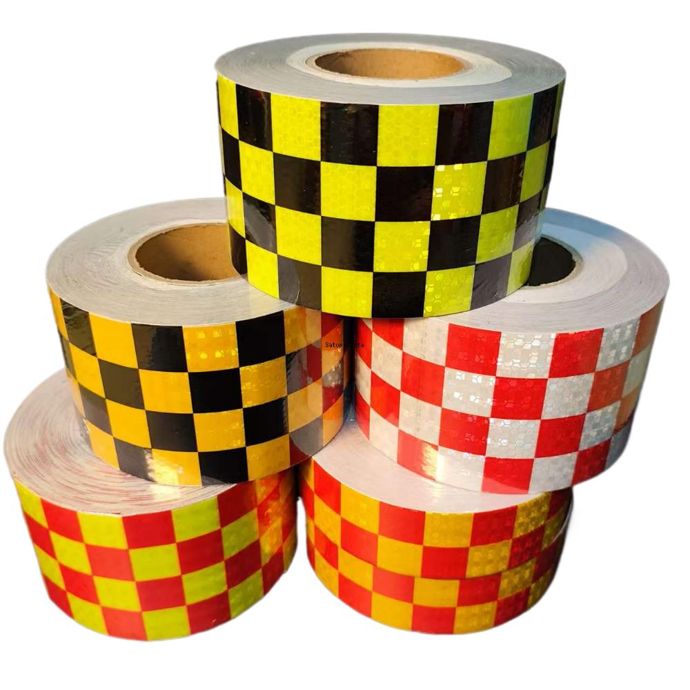 Grid Reflective Tape 10cm*5m Waterproof Self Adhesive High Visibility Caution Warning Safety Strips Reflector Stickers For Truck