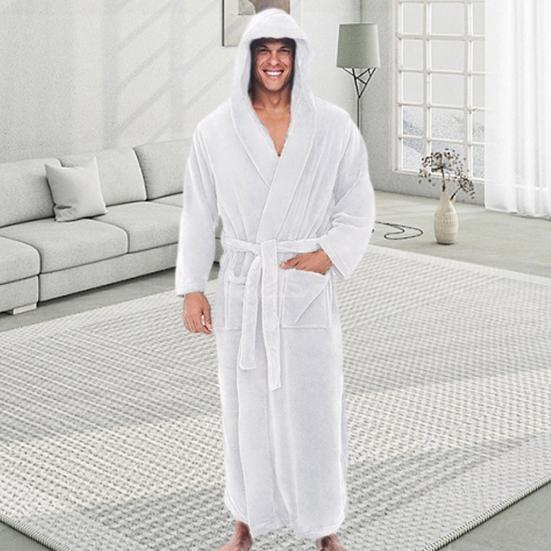 Мужской халат с капюшоном и регулируемым поясом, супермягкий, пушистый, хорошо впитывающий, однотонный