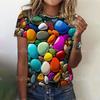 Футболка с 3d красочными камнями и принтом для женщин, летняя модная повседневная свободная футболка, большие топы с короткими рукавами и круглым вырезом, дизайнерская одежда