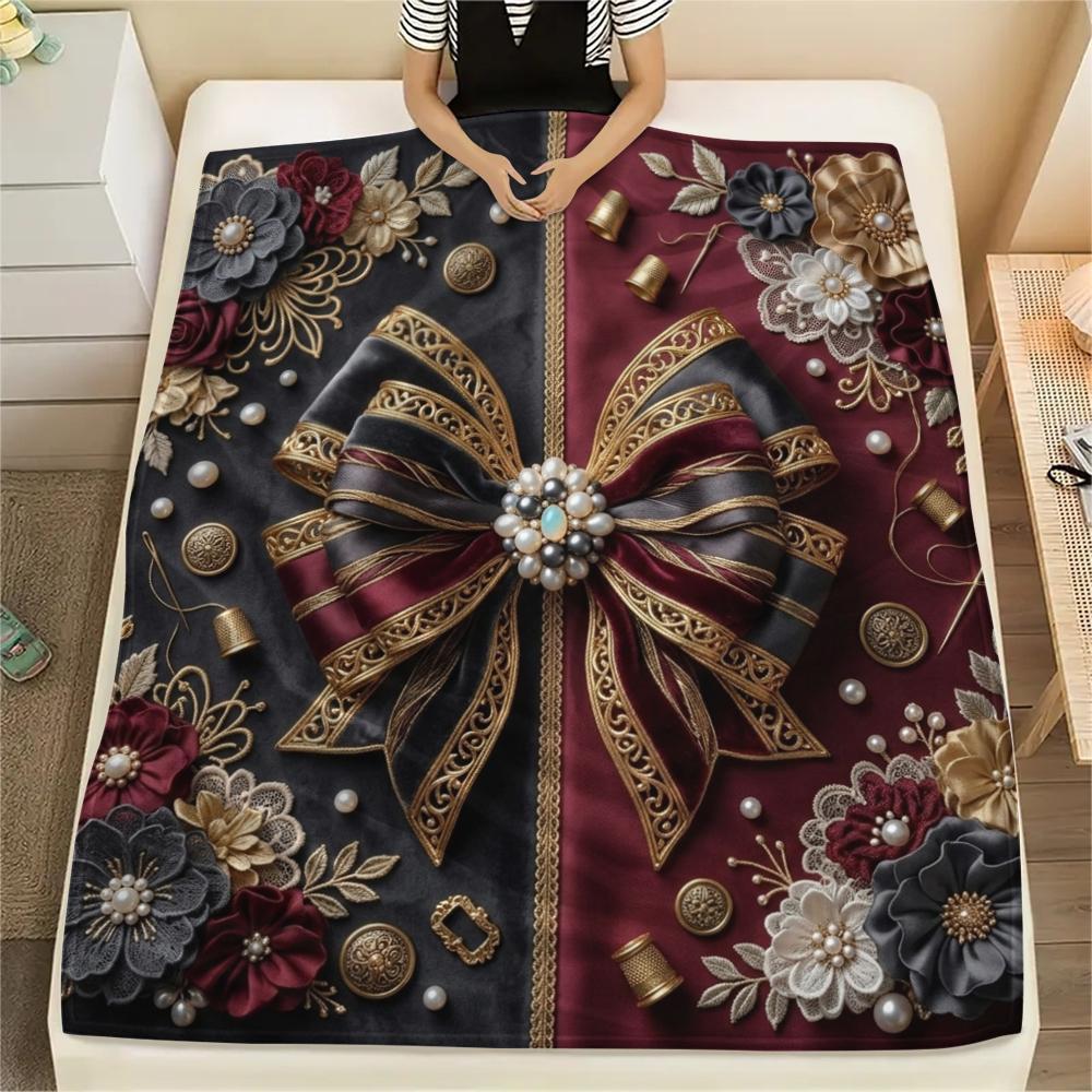 1Pc Gorgeous R&B Print Flannel Blanket, High quality Comfortable for All Seasons, Home Decor, Warmth and Comfort, Perfect for Christmas Gifts W41