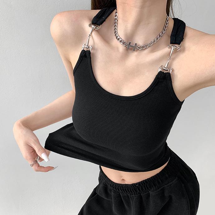 Укороченные топы на бретельках с металлическим крючком, женские дизайнерские сексуальные черные футболки с запахом, модный облегающий жилет, летние топы Urbano Slim Body