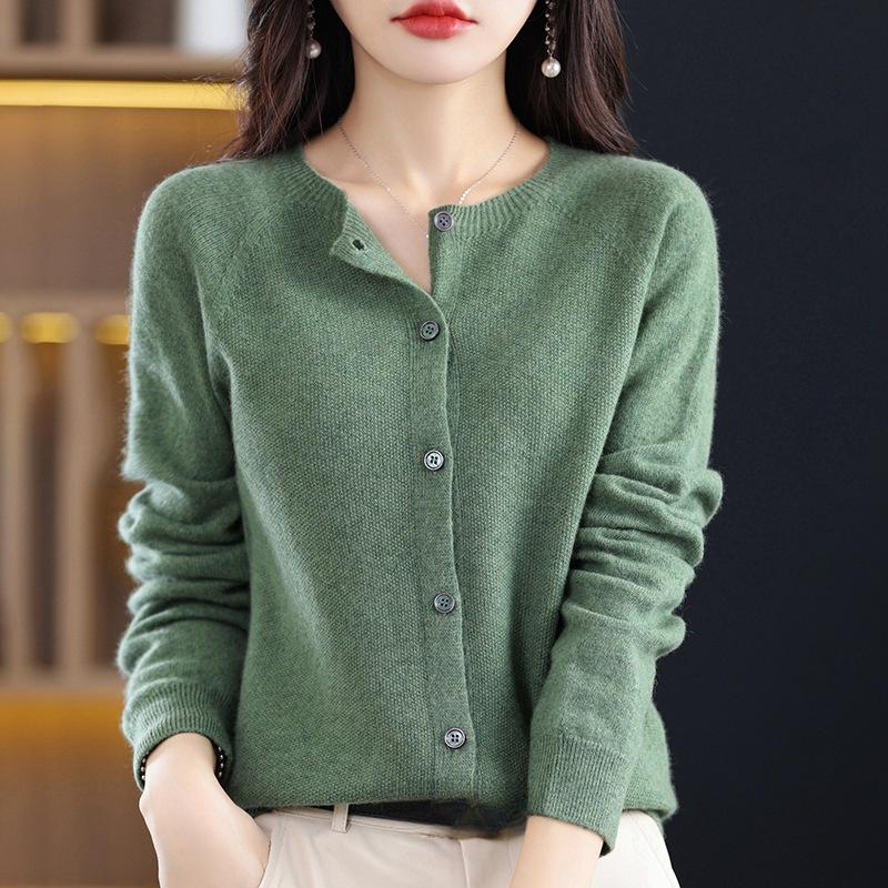 INDFS Women's Fashion Casual Fall Winter Solid Color Print Long Sleeve O-Neck Sweaters