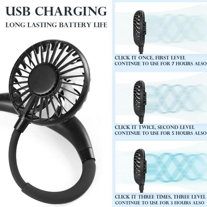 BAGZY USB Вентилятор Мини Тихий Вентиляторы Портативный Перезаряжаемый Вентилятор Ветер Двойная Головка 3 Скорости Регулируемый с LED L