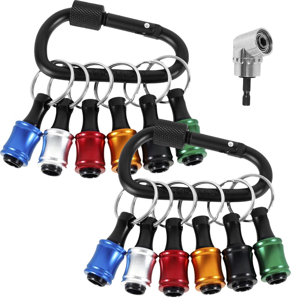 Комплект из 15 держателей бит с шестигранным хвостовиком 1/4 дюйма с угловой насадкой для сверления под углом 105°, держатель для сверл из алюминиевого сплава, брелок