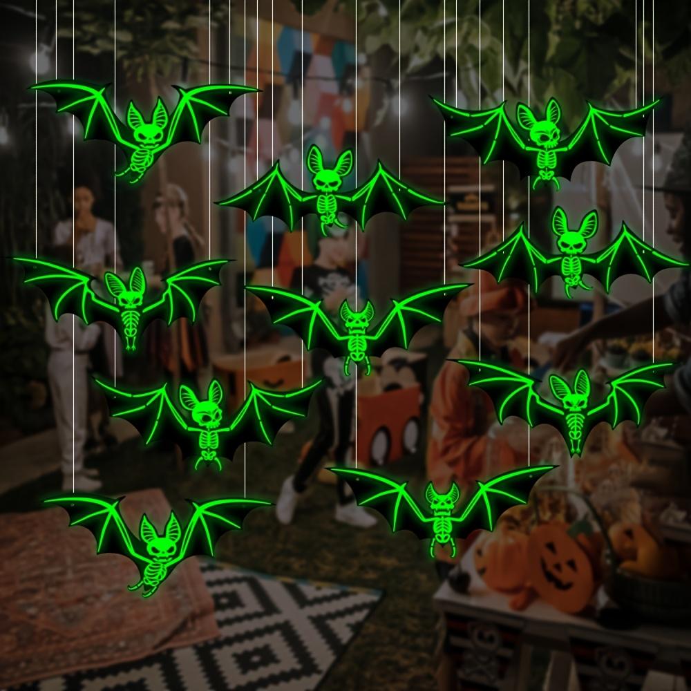 10 шт. Хэллоуинские светящиеся в темноте подвесные летучие мыши, Подходят для праздничных украшений, Хэллоуинское подвесное украшение