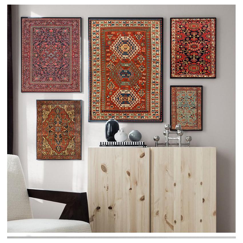 Posters and Prints Antique Persian Carpets Retro Wall Art Canvas Painting Pictures Home Decor Oriental Rugs Pattern Vintage