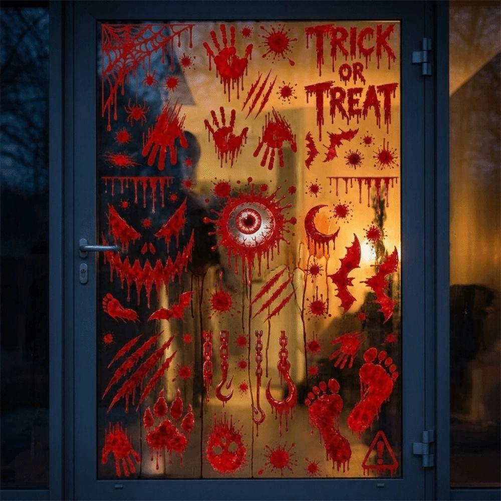 Reusable Halloween Window Stickers Scary Realistic Electrostatic Window Decals Home Decoration