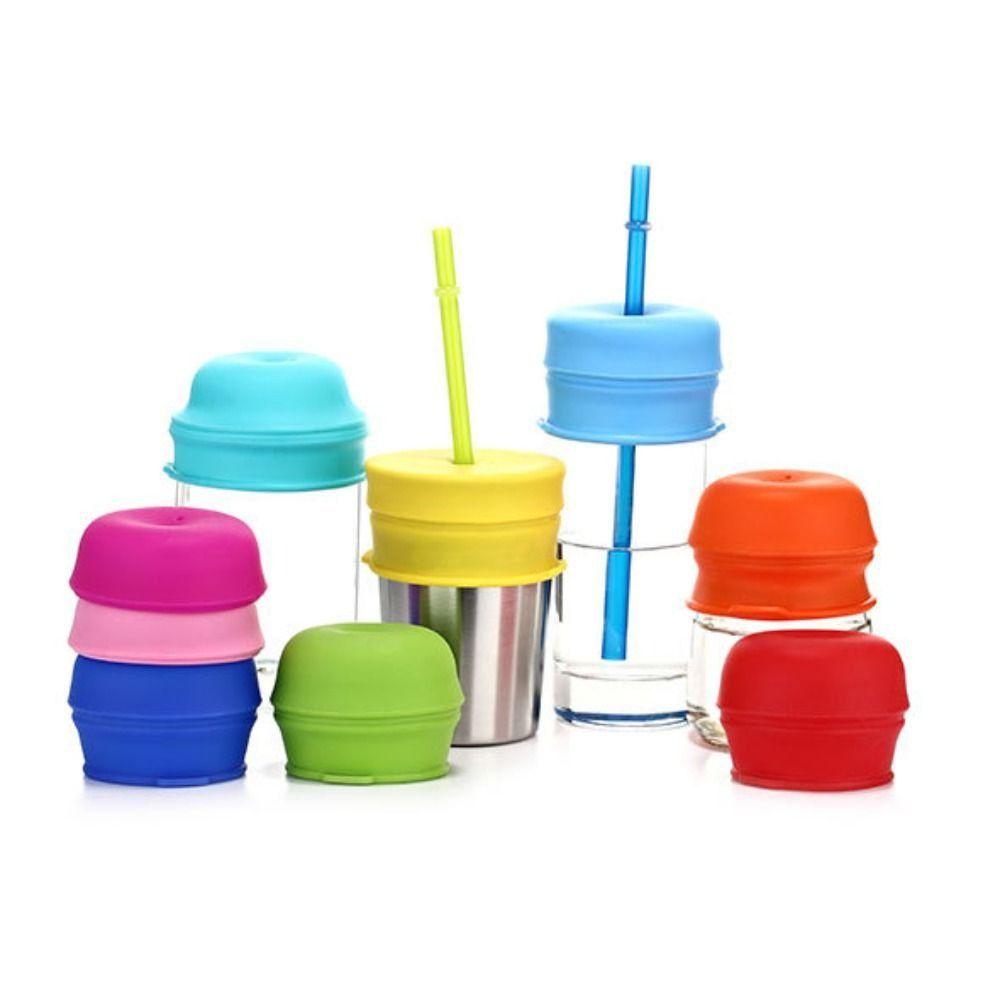 With Straw Hole Silicone Sippy Cup Lid Spill-Proof Straw Cup Cover Cup Accessories Mason Jar