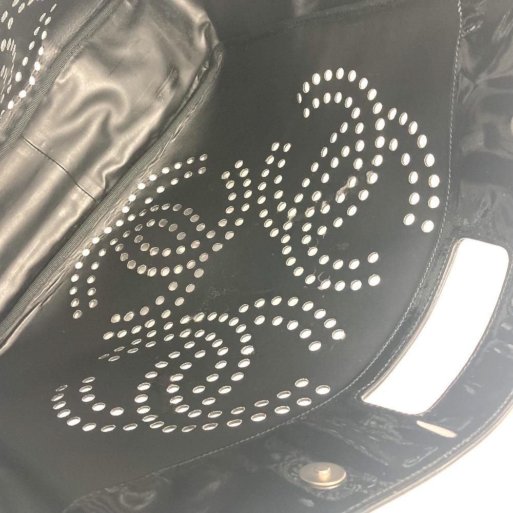 Chanel Штампованный логотип Triple Coco CC CC Mark Большая сумка Сумка на руку эмаль Черный