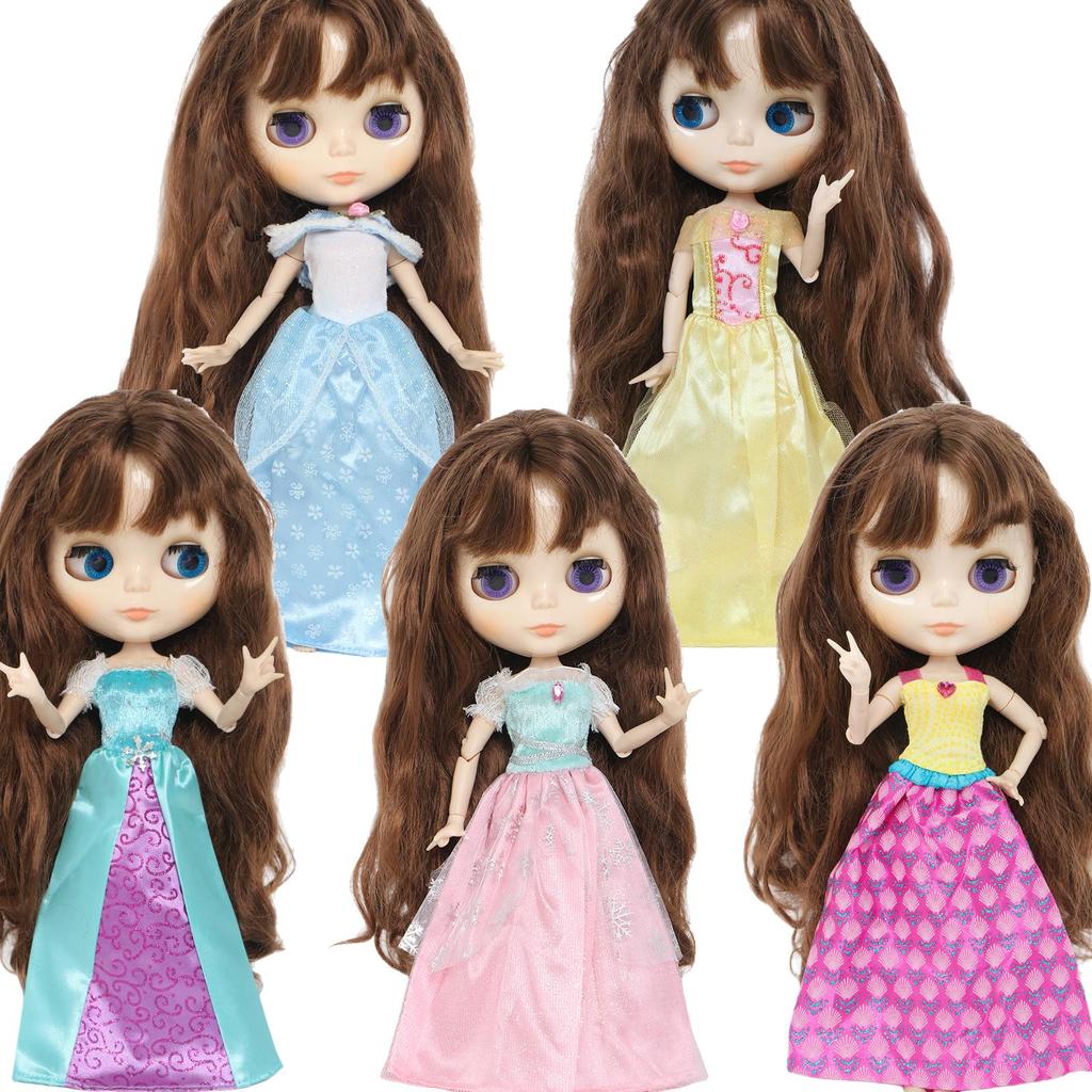 5 Sets Doll Clothes for Blythe Doll Tools Cute Casual Mini Dress Pants Blousers Outfits for 1/6 11.5 Inch Doll Cute Gift Set Girl Toy