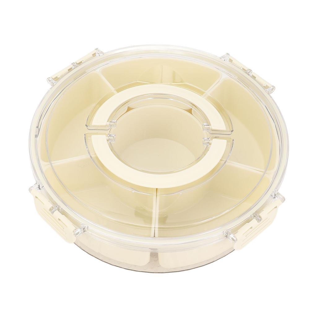 360 Degrees Rotating Divider Tray 6 Compartments Compact Sealed Snack Tray Divided Serving Tray for Road