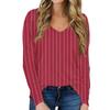 Women's Casual Long Sleeved V Neck Printed T-shirt Top Pullover