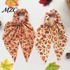 Stylish Bowknot Hair Accessories Fall Pumpkin Maple Leaf Tie for Women, Bow Knot Ribbon Ponytail Versatile Ponytails Holder, Soft Fabric Elastic