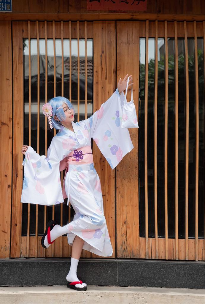 Юката Милая Цветочная Японская Лента Ретро Японская Одежда [XuanXuan] Женский Комплект Из 2-х Частей, Платье, Узор, Стиль, Узел, Белый, Косплей, Женский, Тонкий,