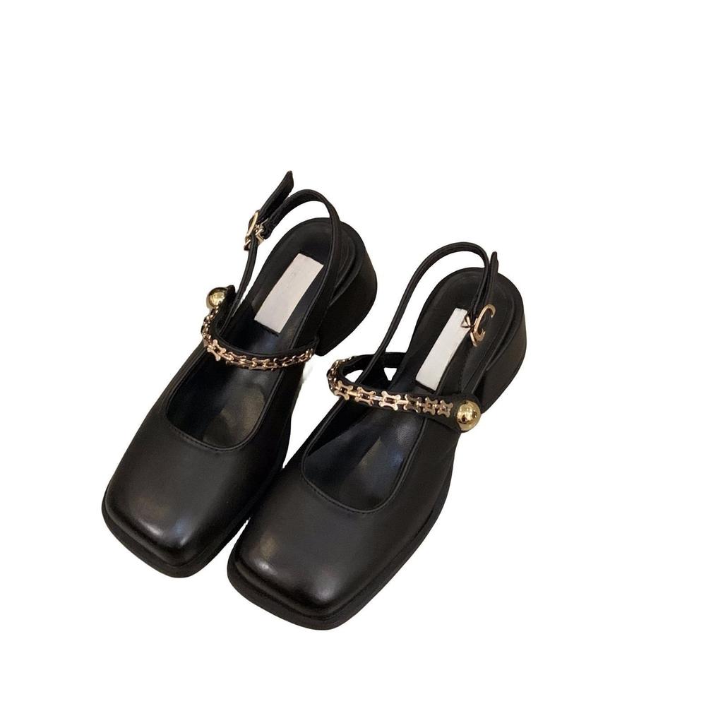 Черные туфли на высоком каблуке, сумка, сандалии, женская обувь, весенние туфли на толстом каблуке Мэри Джейн