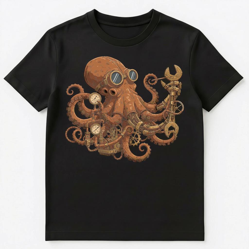 Steampunk Enthusiast Mechanical Octopus Art Unisex T-shirt Tops Tees Unisex