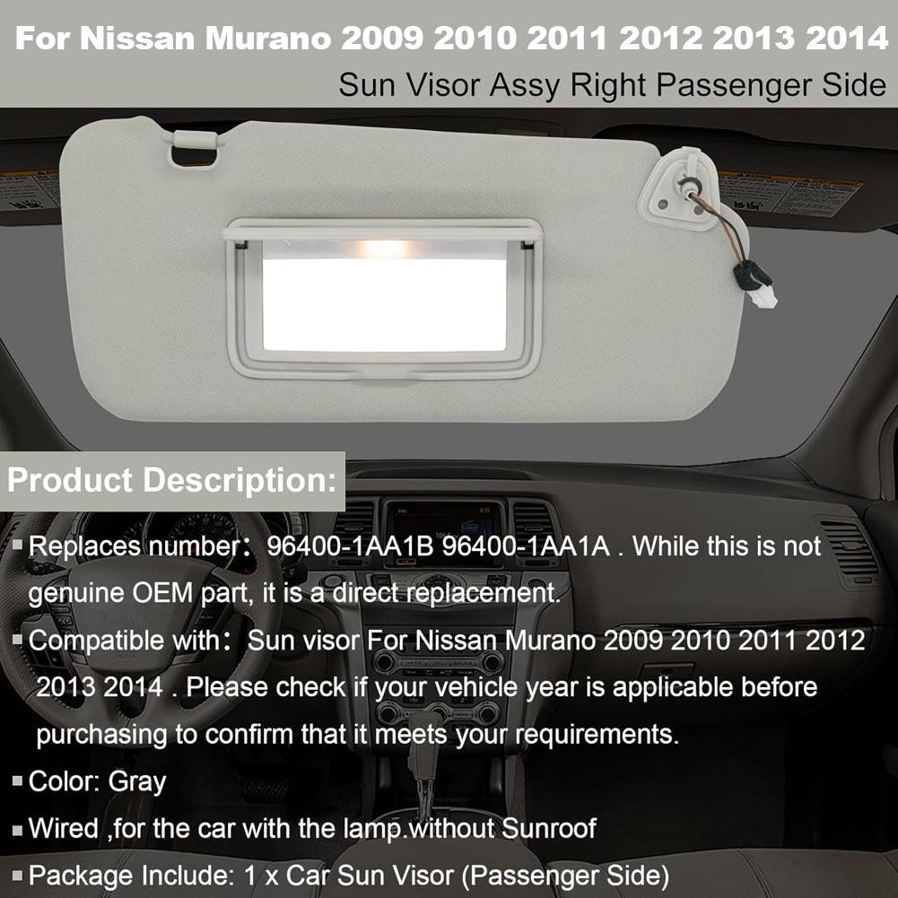 Солнцезащитный козырек с подсветкой 96401-1AA1B/96401-1AA1A Панель солнцезащитного козырька для салона автомобиля Nissan Murano 2009-2014