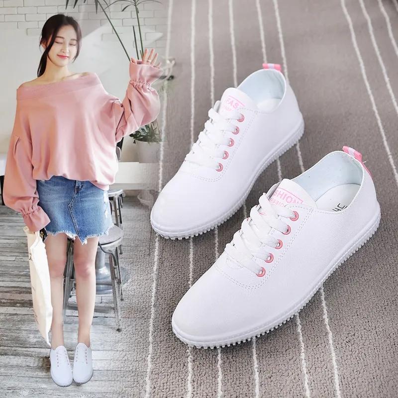 Летние кроссовки, женские туфли на плоской подошве, повседневная обувь, обувь из искусственной кожи с мягкой подошвой, белая