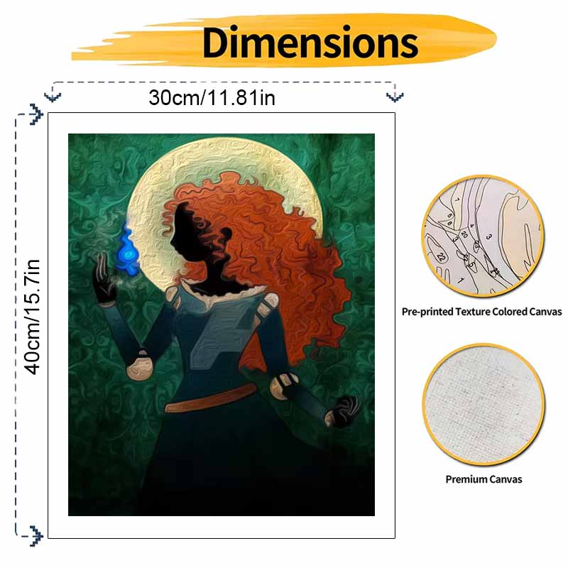 Disney Brave Merida Paint By Number Kit Number Drawing Canvas DIY Picture Home Decor Wall Art Craft Princess Gift For Adults Room Decor