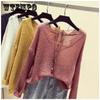 Tops Fashion Spring and Autumn Women's Long Sleeve Comfortable Loose Sweater Openwork Sweater