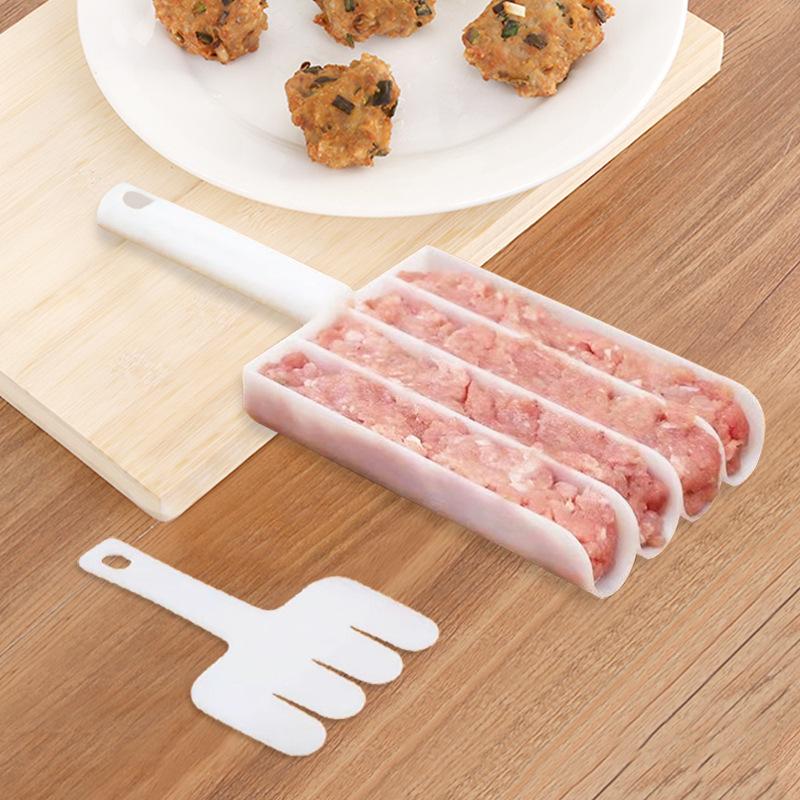 Кухонная форма для фрикаделек из рыбы и мяса, форма для фрикаделек, слайдер для фрикаделек с креветками, форма для фрикаделек на четыре порции, ложка для фрикаделек, устройство для начинки мяса, пароварка для фрикаделек
