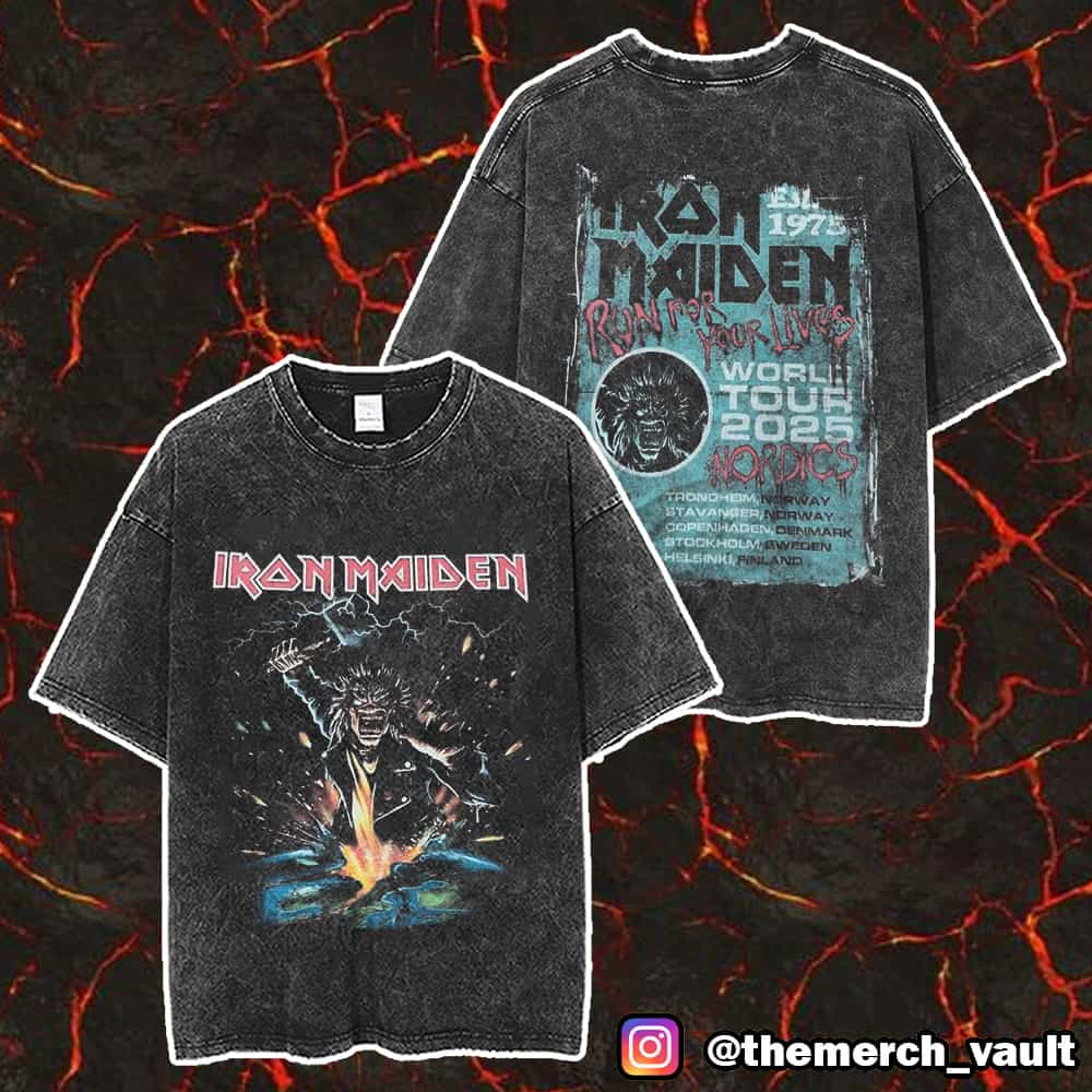 Футболка Iron Maiden Run for Your Lives World Tour Событие Постиранная Оверсайз Y2k Короткий Рукав Мужская Женская Унисекс Футболка Уличная Одежда