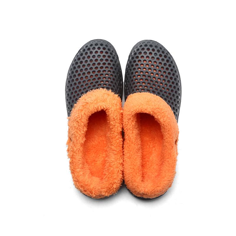 Plus Size 45 Fleece-Lined Thick-Soled Slippers for Couples - Slip-On Clog Shoes with Heel Cover for Men.