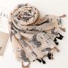 Japanese Style Fresh And Natural Animal Zebra Print Tassel Cotton Linen Hand Feel Scarf For Sun Protection And Warmth, Women'S Shawl