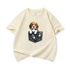 Kids Cotton T Shirt Cute Pocket Beagle Puppy Dog Graphic Crew Neck Short Sleeve Tee Casual Breathable Boys Girls Summer Tops