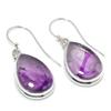 Серьги из чистого серебра 925 пробы с натуральным бразильским аметистом 1,75 дюйма B5Q49