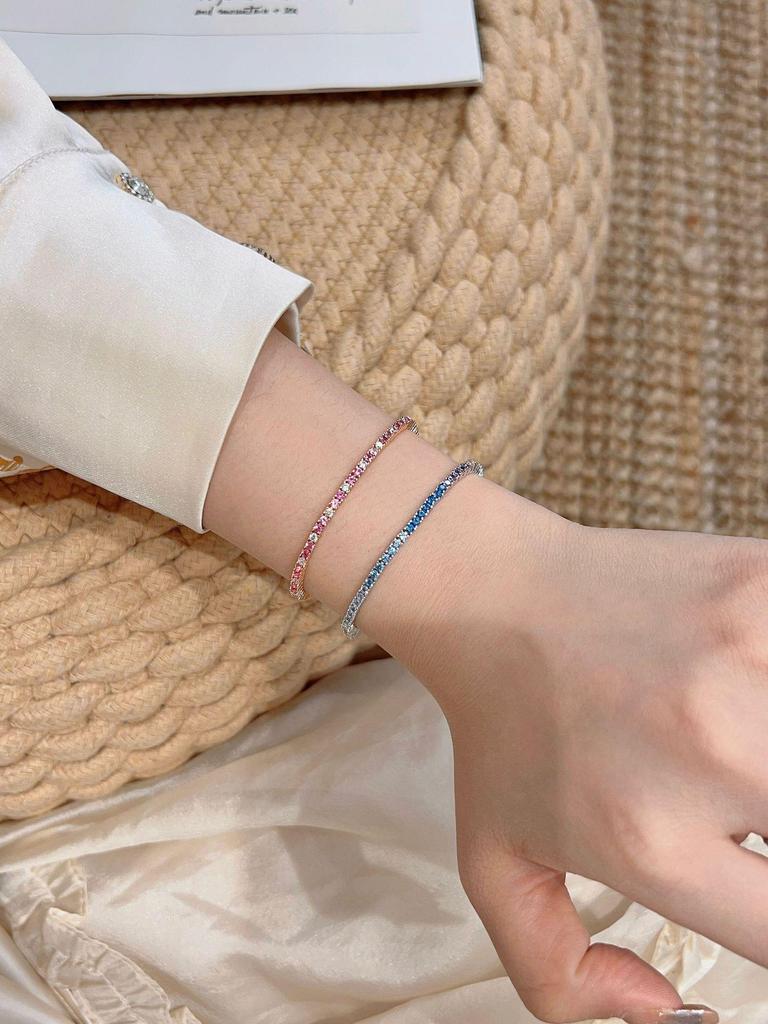 Теннисный браслет с градиентными розовыми бриллиантами 2 мм - Роскошный 925 стерлингового серебра, дизайн "Звездный свет" для женщин